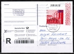 Bund 3449 als portoger. EF mit 260 Cent Universitt Hamburg auf Einwurf-Einschreib-Postkarte vom Juni 2019 mit zustzlichem Maschinenstempel, codiert