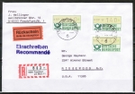 Bund ATM 1 - - 3 Marken zu 140 Pf als portoger. MeF auf Auslands-Einschreibe-Rckschein-Brief 20-50g vom Juni 1982 in die USA, AnkStpl.
