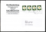 Bund 2451 als portoger. MeF mit 4x 45 Cent Blumen / Margerite" aus Rolle auf Streifbandzeitung 500-1000g (!) von 2005-2011