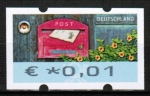 Bund ATM 9 "Briefe empfangen" mit Softwarefehler: mit -Zeichen im Werteindruck - Marke zu 1 Cent - postfrisch