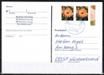 Bund 2505 als portoger. MeF mit 2x 35 Cent Blumen aus Bogen mit Rand auf Inlands-Postkarte von 2022-2024, codiert