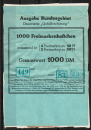 Verpackungs-Etikett fr 1000 Markenheftchen mit 10+10+30 Pf Unfallverhtung im 6er-Block - mit strkeren Einrissen, etc.
