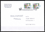 Bund 3424 als portoger. MeF mit 2x 15 Cent Blumen aus Rolle auf Inlands-Dialogpost-Postkarte vom Juni 2023, codiert