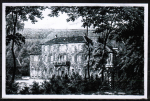 Repro-Foto einer Ansichtskarte von Michelstadt, Stadthaus, Kurhaus, Landwirtschaftsschule, Bleistift-Zeichnung von Georg Vetter, um 1910 / 1920