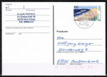 Bund 1871 als portoger. EF mit 100 Pf EZM aus Boddenlandschafts-Block auf Inlands-Postkarte von 1998, codiert