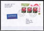 Bund 2694 als portoger. MeF mit 3x 25 Ct. Blumen / Gartennelke aus Bogen auf Auslands-Brief bis 20g von 2011-2014 in die Schweiz, codiert