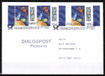 Bund 3723 als portoger. MeF mit 3x 10 Cent Briefe-Dauerserie aus Bogen mit SR auf Inlands-Dialogpost-Postkarte von 2023, codiert