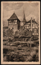 Ansichtskarte Michelstadt, Knstlerkarte / Zeichnung vom "Teufelsturm", etwa 1920 / 1930 ???