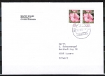Bund 2462 Skl. (Mi. 2513) als portoger. MeF mit 2x 25 Cent Blumen / Malve als Skl.-Marke auf B-Brief vom ZAG Bsingen von 2007-2010 in die Schweiz, codiert