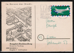 Bund 576 als portoger. EF mit 20 Pf Luftpostverkehr auf Inlands-Postkarte von 1969-1971