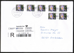 Bund 2463 als portoger. MeF mit 7x 50 Ct. Blumen / Aster aus Rolle auf Inl.-bergabe-Einschreibe-Brief 14x20 cm von 2006-2013