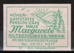 Zndholz-Etikett Mossautal / Hiltersklingen, Hhen-Gaststtte - Pension - Caf "Haus Margarete" - Heinz Neff, um 1965 / 1970