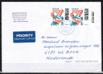 Bund 3768 als portoger. MeF mit 2x 85 Cent Scheizer Dreieck auf Auslands-Brief 20-50g von 2023-2024 in die Niederlande, codiert