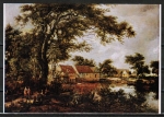Ansichtskarte von Meindert Hobbema (1638-1709) - "Waldige Landschaft mit einer Wassermhle"