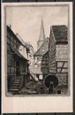 AK Michelstadt, Knstlerkarte, Alter Winkel in der Oberen Pfarrgasse, um 1950