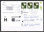 Bund 2794 als portoger. MeF mit 3x 45 Cent Blumen / Maiglckchen aus Bogen mit Rand auf Prio-Postkarte von 2017-2019, codiert