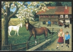 Ansichtskarte von Marlyse Huber-Breuninger - "Bauernhof im Frhling" (1982)