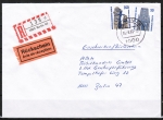 Berlin 835 als portoger. MiF mit 350 Pf SWK aus Rolle + 50 Pf SWK Rolle auf Orts-Einschreibe-Rckschein-Brief bis 20g vom Mrz 1989