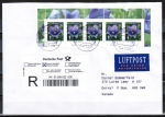 Bund 2835 als portoger. MeF mit 5x 75 Cent Blumen aus Bogen mit Rndern auf bersee-Einschreib-Brief nach Kanada von 2010 !!! vor Ersttag !