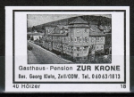 Streichholzschachtel-Etikett Bad Knig / Zell, Gasthaus - Pension "Zur Krone", ca. 1970 / 1975