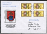 Bund 948 als portoger. MeF mit 4x 10 Pf Tag der Marke 1977 auf Briefdrucksache bis 20g von 1978, rs. Klappe hinten angeklebt !